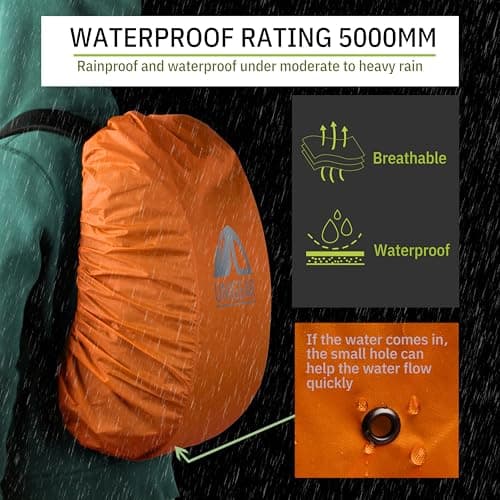 Unigear Rainproof Backpack Cover, 10-90L Waterproof Dustproof Durable Abrasion Resistant Protective Cover for Camping, Hiking, Travel, Cycling (Orange, S) — view 2