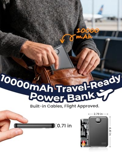Power Bank 10000mAh with 4 Built-in Cables Portable Charger Fast Charging — view 4