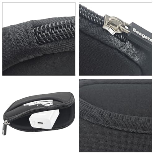 Capiant 2 PACK Small Neoprene Zipper Pouch, Mini Tech Organizer, Water Resistant, Black, for Cables, Coins, Accessories — view 3