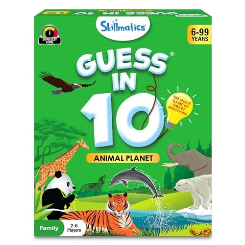 Skillmatics Guess in 10 Animal Planet, Travel Board Game, Gift for Kids