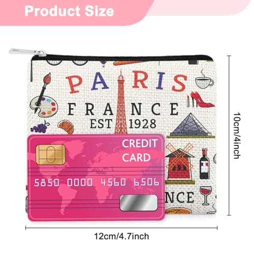 Funny Paris Travel Coin Purse for Women Girls Trip Paris Lovers Vacation Gifts for Traveler Birthday Mothers Day Anniversary Trip Coin Wallet Pouch for Traveler Friend Sister Friendship Gifts — view 2