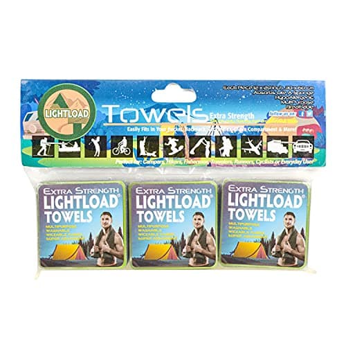 Lightload Towels Extra Strength, Biodegradable Reusable Compact Towel Multi-tool, Only 16 grams, Quick Dry, Durable Pack, Super Absorbent, Antibacterial, Soft, Outdoor Activities-3 Pack 30x60cm