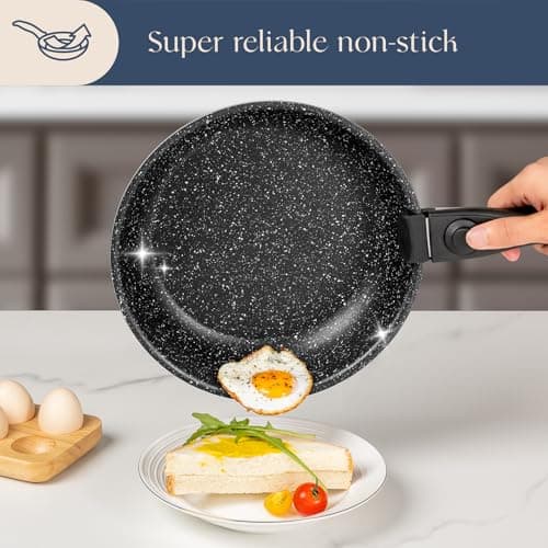 Non Stick Pots and Pans Set 17 Piece, Induction Hob Pan Set, Nonstick Removable Handle Kitchen Cookware Sets, Pot Set, Frying Pans Sets, Saucepan Sets with Lids — view 4