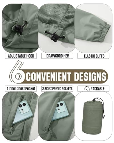 33,000ft Men's Packable Waterproof Jackets Lightweight Breathable Raincoat — view 5