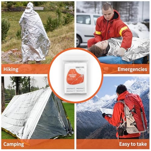 Clickinline 20 PCS Emergency Foil Blanket – 83" x 51" (210 x 130 cm) Thermal Survival Blanket Reflective for Outdoors, Hiking, Camping, Marathons or First-Aid, Survival Kit Emergency Supplies — view 2