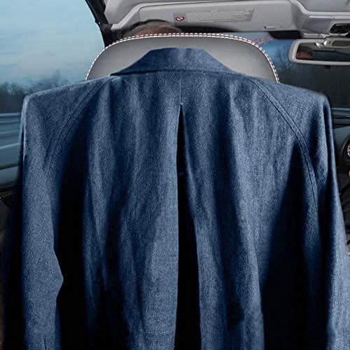YUEHISY Metal Adjustable Car Coat Hanger, Stainless Steel Clothes Holder for Backseat Headrest Rods, Space Saving Travel Garment Rack, Wrinkle Free Suit Jacket Organizer (Black) — view 3