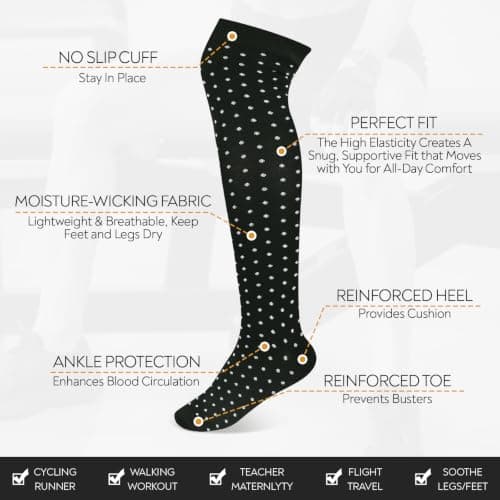 Queenshin Compression Socks Women Flight Knee High Light Support Stockings — view 2