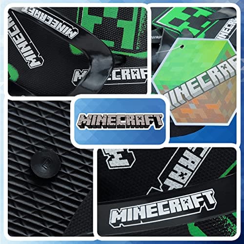 Minecraft Boys Sliders or Flip Flops for Beach and Pool - Boys Gifts (Black Flip Flops, 10-10.5 UK) — view 4