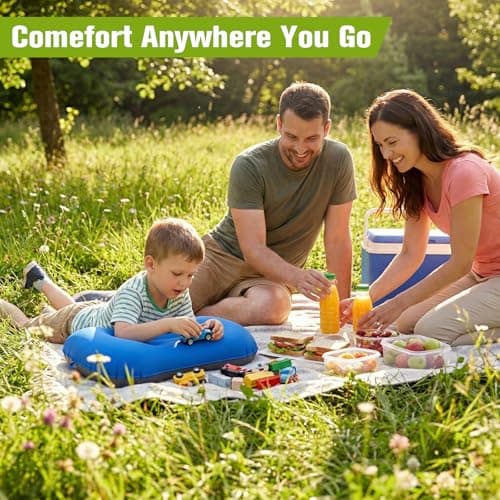 JetsCush Camping Pillow Inflatable Lightweight Travel Pillow Blue — view 3