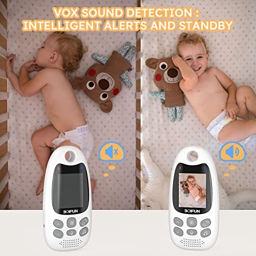 BOIFUN 2026 Upgraded Baby Monitor with Camera and Night Vision, No WiFi, 2-inch Screen, VOX/ECO Mode, Rechargeable Battery, Two-way Audio, Video, Lullabies, Feeding Reminder, Temperature Sensor, Gift — view 4