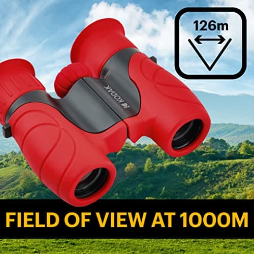 KODAK BCS100 Kids Binoculars 8x, Compact and Ergonomic Binoculars, Soft Rubber, Strap and Carrying Case Included - Red, Ideal for Boys and Girls 3 to 12 Years, Outdoor Games and Observation — view 4