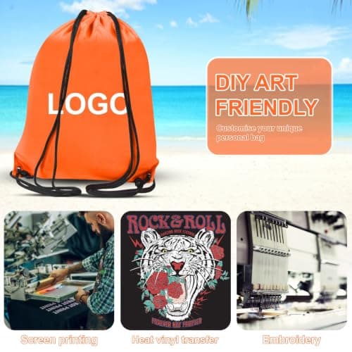 WESTWOOD FOX Drawstring Gym Bag String Bags Gym Sack Backpack PE Bags for Women Men Trainer Swimming Bag Travel Beach School Holidays Suitable for Sports,kids,Boys,Girls (Orange) — view 3