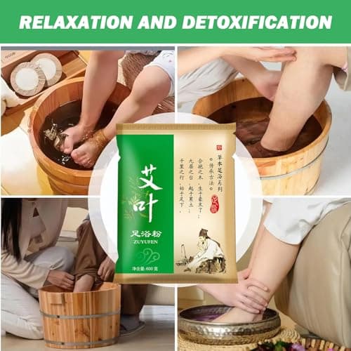 Detox Foot Soak, 100 Bags Natural Mugwort Powder Foot Spa Soak, Disposable Portabe Herbal for Home Travel Detox — view 5