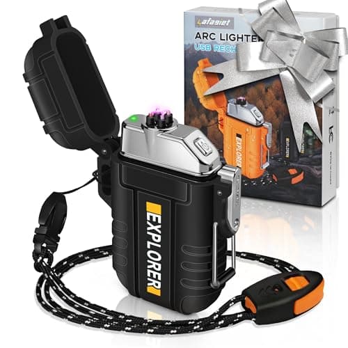 lafagiet USB Rechargeable Lighter, Waterproof Dual Arc Lighters for Camping Hiking Outdoor Survival Kits (F13-Black)