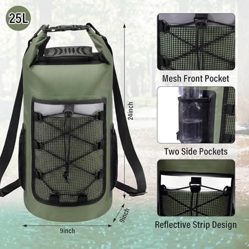 XREE 25L Dry Bag, Roll-Top Waterproof Bag Heavy Duty Waterproof Backpack — view 2
