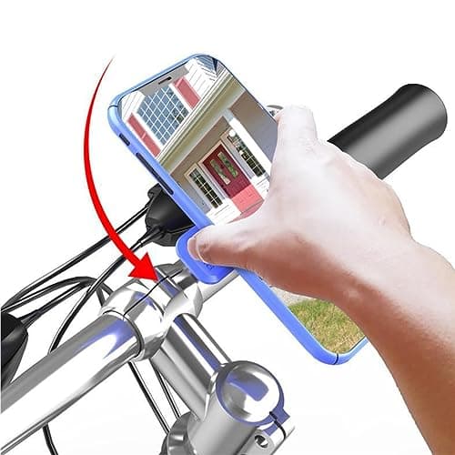 Modonghua 360° Rotatable Adjustable Motorcycle Phone Mount, Bike Phone Holder, Motorcycle Phone Holder with Adapter Quick Release, Out Front Bike Mount for Most 4.7-7.2inch Smartphone (black+blue) — view 4