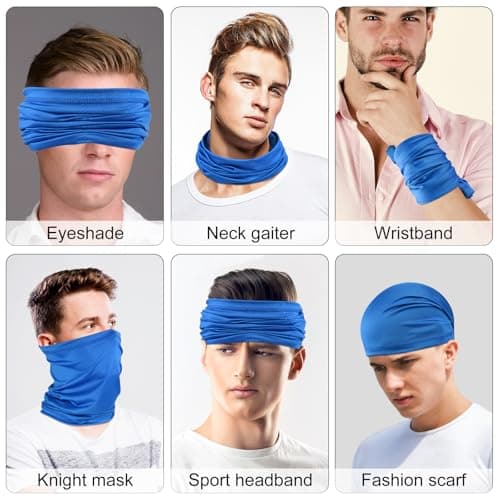 NACHLYNN 4 Pack Multifunctional Headwear Bandana Snoods,Neck Gaiter Nose Warmer Soft and Comfortable Snoods Scarf for Men and Women (Gray,Blue,Green,Black) — view 3