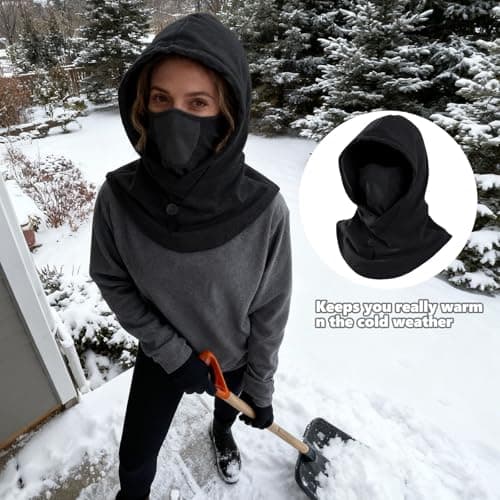 CERCTLA Balaclava Ski Mask, Winter Thermal Fleece Balaclavas, Neck Warmer Snood Outdoor Sports Face Covers Hat for Running Skiing Cycling Motorbikes Hiking, Men, Women (Black) — view 5