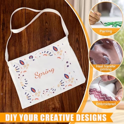 Shinylin 10 Pack Multi Purpose Reusable blank large Size Canvas Lightweight Crossbody Tote Handbags Shoulder Bag for Women Grocery Shopping Gift — view 5