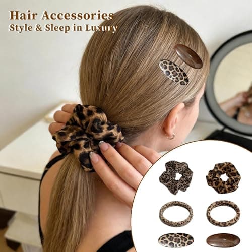 7Pcs Leopard Print Gifts Set, Blackout Mask & Hair Scrunchies for Women — view 6