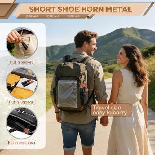 ZOMAKE Metal Shoe Horn, Small Shoehorn for Men Women Kids (1pc 19cm) — view 3