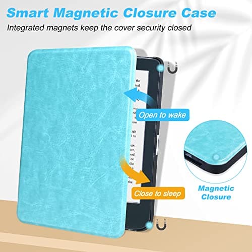 DMLuna Case for Kobo Clara Colour/Clara BW/Clara 2E 6"eReader, Ultra Slim Lightweight Folio Premium PU Leather Protective Cover with Auto Sleep/Wake Function, Sky Blue — view 3