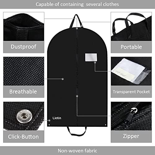 Lictin Suit Carrier Covers, Hanging & Foldable Garment Bags（100 x 60cm ） — view 2