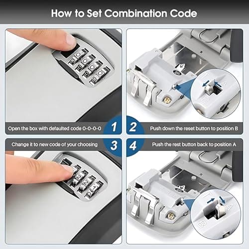 Key Lock Box for Outside, Key Box Wall Mounted 4 Digit Combination Lock Box Hide a Key for Outdoor Indoor, Security Waterproof Large Capacity 5 Keys Lockbox for House Key Room Card — view 3