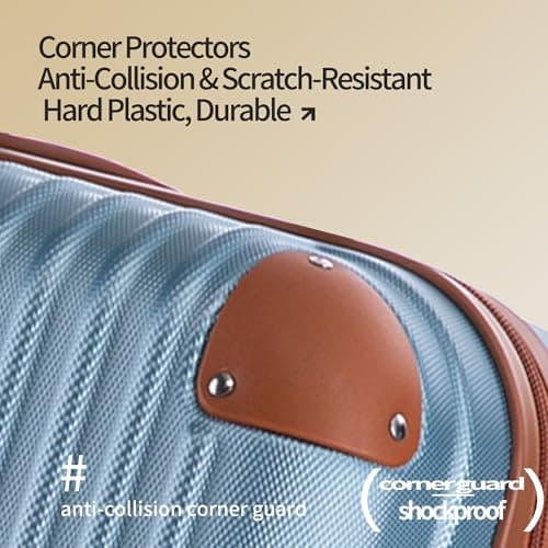 Rocklands London Suitcase Large 28 Inch Hard Shell Lightweight Checked Luggage with 360° Rubber Spinner Wheels Durable Travel Case Telescopic Handle, TSA Lock, Ice Blue — view 6