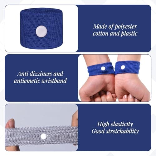 10 PCS Travel Sickness Bands,Sickness Bands for Adults,Sick Band for Kids,Pregnancy Travel Sick,Anti Sickness Wristbands Acupressure Nausea Relief Wristband for Car Sea — view 3