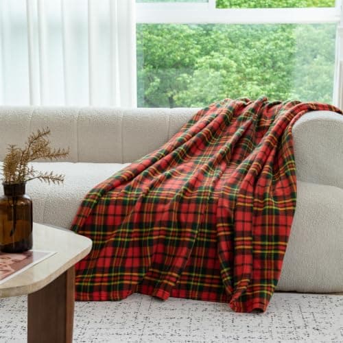 Adore Home 200x240cm King Tartan Check Fleece Throw Blanket Red — view 4