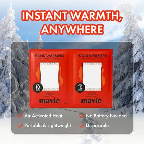 MAVIÉ Air-Activated Hand Warmers 10Pcs, Instant Heat Packs for Outdoor Activities, Up to 10 Hours of Warmth, Portable Single-Use for Camping, Skiing, Hiking, Jogging & Cold Weather Travel — view 3