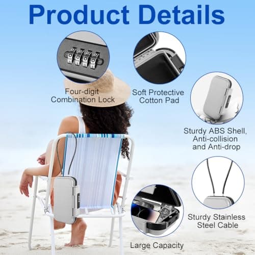 Flintronic Portable Safe Box with Code, Combination Security Case Lock Box, Waterproof Anti-Theft Mini Travel Safe, Portable Lock Box with Removable Wire Rope for Beach, Cars, Office, Vacation — view 4