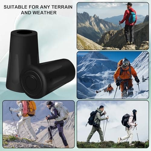 4Pcs Walking Stick Tip Trekking Pole Tips Replacement Protectors Rubber Tip — view 5