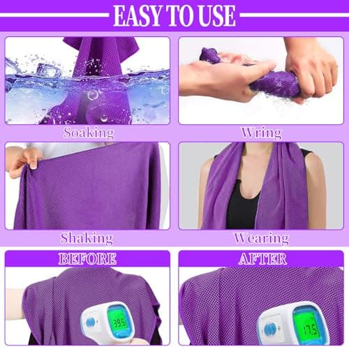 VAKKI Cooling Towel, Ice Cold Sports Sweat Towels for Instant Relief Perfect Coolings Scarf Neck,Forehead, Wristband, Bandana, Stay Cool from Over Heating During All Kinds of Sport and Exercise — view 3