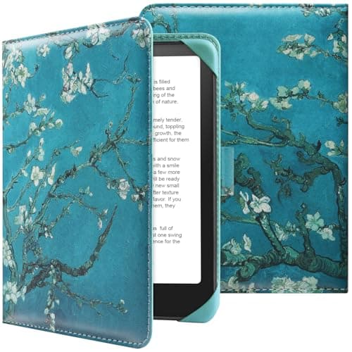 HoYiXi Universal Case for 6-inch Kindle eReader Compatible with Kobo/Voyaga/Pocketbook/Tolino E-book reader,6'' eReader Protective Cover with Built-in Card Slot,Black (flower, 6 inch) — view 2