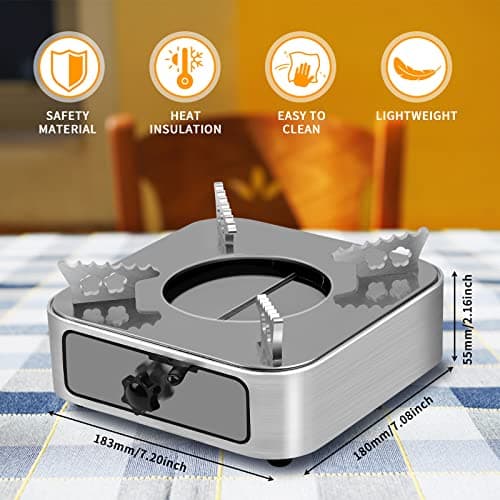 ATPWONZ Camper Stove,Solid Fuel Camping Stove,Portable Camping Stove, Adjustable Firepower Drawer Camping Cooking Stove Burner Stove for Barbecue Hotpot Picnic Outdoors Cooking, Silver — view 5