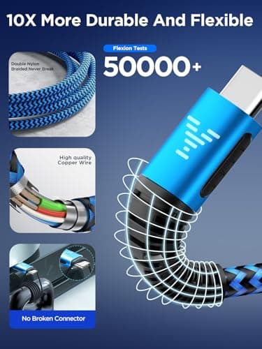 Aioneus 3M USB C to USB C Charger Cable [PD 60W], C to C Charger Cable Fast Charge USB C Braided Lead for iPhone 17 16 15 Pro Max, iPad Pro, Samsung S25 S24 S23 Ultra, Pixel 10 9, LG, Switch etc — view 6