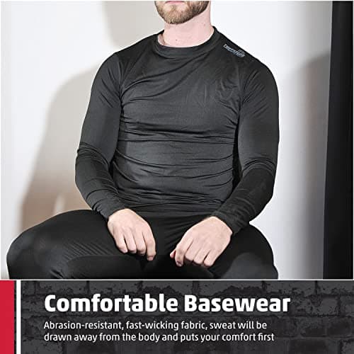 TuffStuff - Basewear Mens Long Sleeve Black Thermal T-Shirt, Large - Lightweight Easywarm Base Layer, 4-Way Stretch, Breathable, Moisture Wicking & Quick Drying - Ideal for Cold Weather & Layering — view 6
