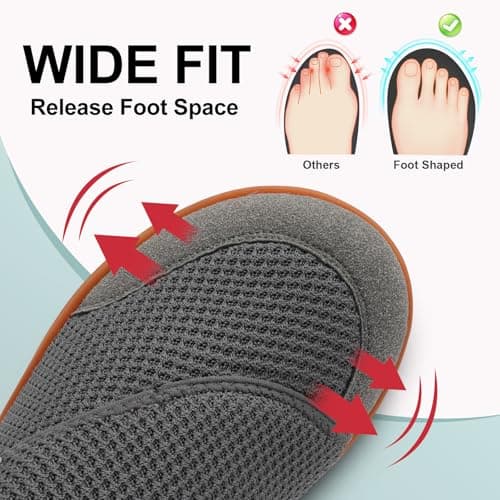 Walking Shoes Mens Wide Fit Barefoot Zero Drop Breathable Adjustable Trainers UK Grey Size 11 Wide — view 3