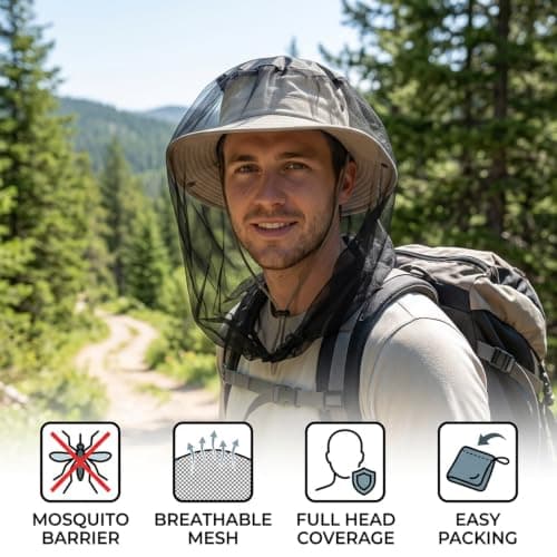 4Pcs Midge Net, Mosquito Head Net Set with Fine Mesh Design for Outdoor Activities, Nylon Mosquito Head Protecting Net for Outdoor Hiking Camping Climbing Fishing — view 4