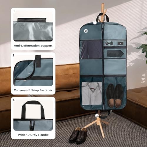 pack all 43" Premium Gusseted Travel Garment Bag, Hanging Suit Bag(Grey) — view 3