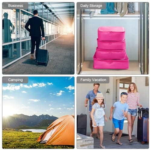 OSDUE Packing Cubes for Suitcases, 6 PCS Travel Luggage Packing Organizers Waterproof Travel Essentials Bag Accessories, Clothes Cosmetics Toiletries Storage Bags, Rose Red — view 6