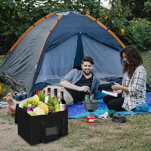 Beautyshow Cooler Bag, 40L Large Foldable Grocery Shopping Bags, Durable Picnic Bags, Insulated Bag for Picnic, Camping, Food Delivery, BBQ, Shopping, Family Outdoor Travel — view 6