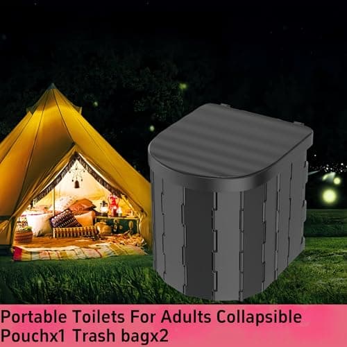 Collapsible Portable Toilet for Adults - Extra Tall Camping and Travel Toilet with Lid and Carry Bag for Car Emergencies (20 Cleaning Bags) — view 4
