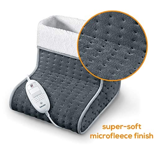 Beurer FW20UK Cosy Foot Warmer - Grey, Electric foot warmer for cold feet, 3 temperature settings, Cosy teddy fleece lining, Suitable up to shoe size 12.5, Washable lining, 45°C - 50°C — view 3