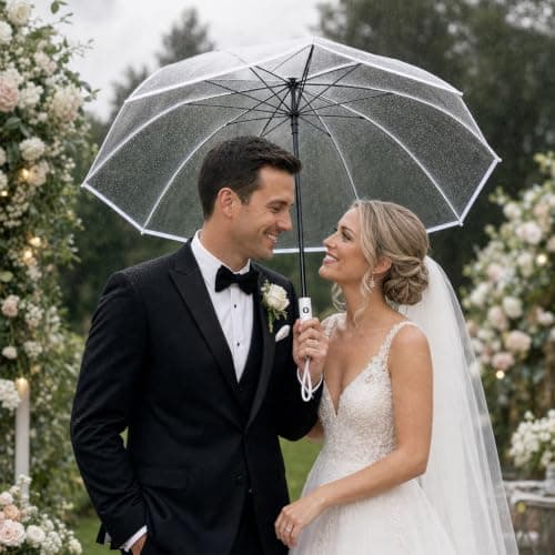 4pcs Clear Umbrella for Weddings & Commuting, Auto Open Close Transparent Umbrella with 8 Reinforced Ribs, Compact Windproof Folding Umbrella for Women & Men – Travel, Parties, Photoshoot Props — view 6