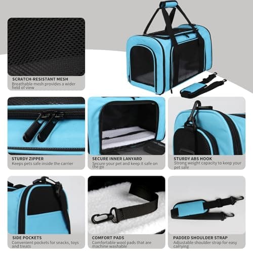 Yipincover Carriers Soft-Sided Pet Carrier Large Carrier for Medium Large Cats Dogs Under 35Lbs,Breathable Ventilated Design,Collapsible Roomy Carrier with Airline Approved(X-Large,Blue) — view 3