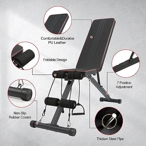 Panana Adjustable Weight Bench, Foldable Gym Bench for Home Workouts — view 2