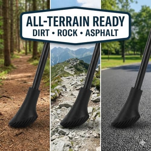 20 Pack Trekking Pole Tips Replacement (Reinforced Metal Washer) - 11mm Universal Walking Stick End Caps - Heavy Duty Anti-Slip Rubber Ferrule Protectors for Hiking (B) — view 6